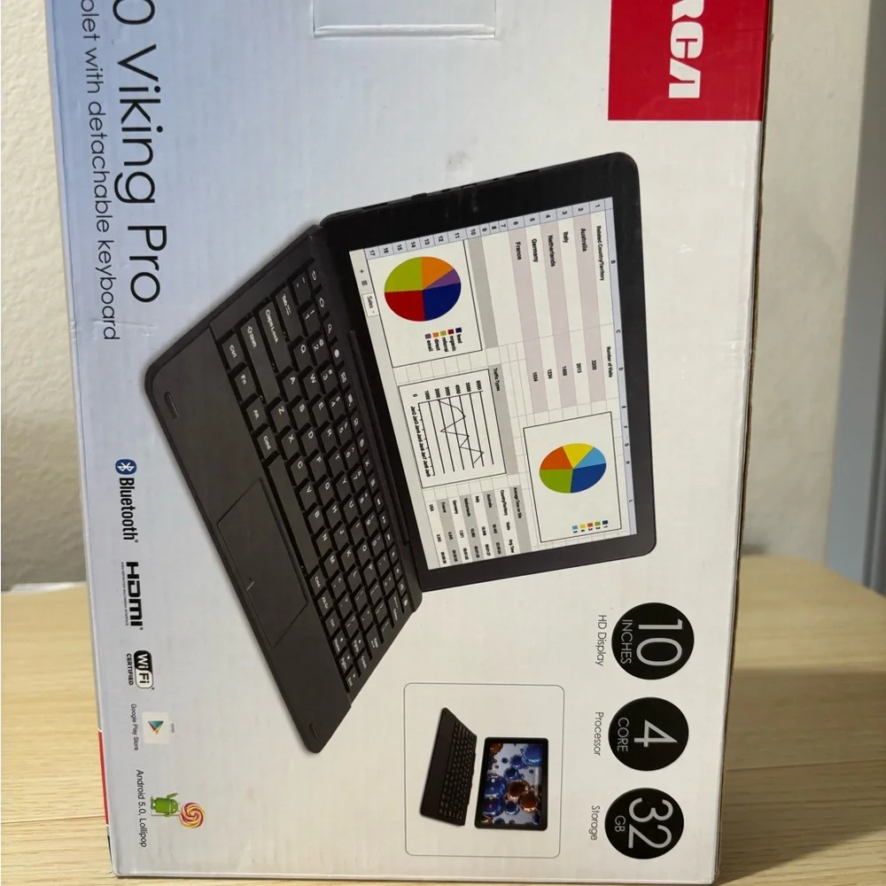 10 Viking Pro Tablet with Detachable Keyboard - Black